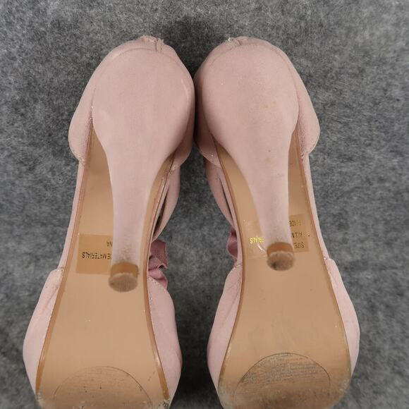 Qupid Shoes Womens 7 High Heel Platform Pumps Peep Toe Ruffle T Strap Back Zip - Picture 11 of 14